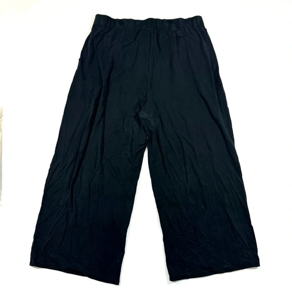 Eileen Fisher Sandwashed Cupro Knit Pleated Pant Wide Ankle Black - Picture 3 of 9